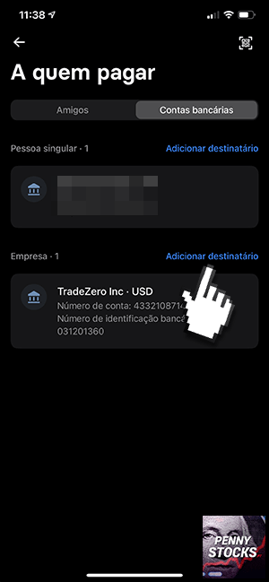 Como depositar dinheiro na conta TRADEZERO usando a app Revolut