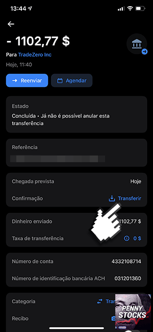 Como depositar dinheiro na conta TRADEZERO usando a app Revolut