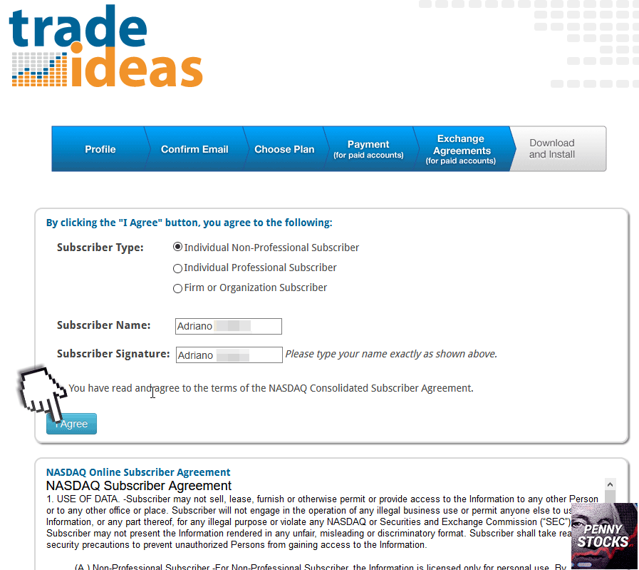 Passos para subscrever o Trade Ideas Pro