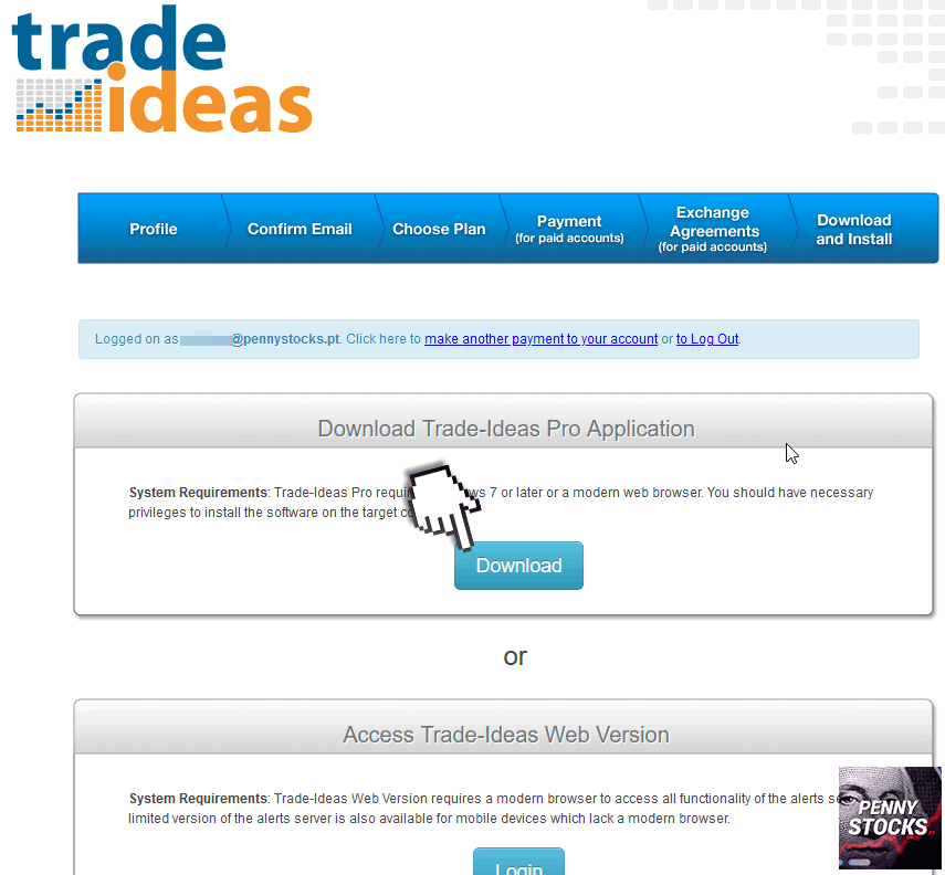 Passos para subscrever o Trade Ideas Pro