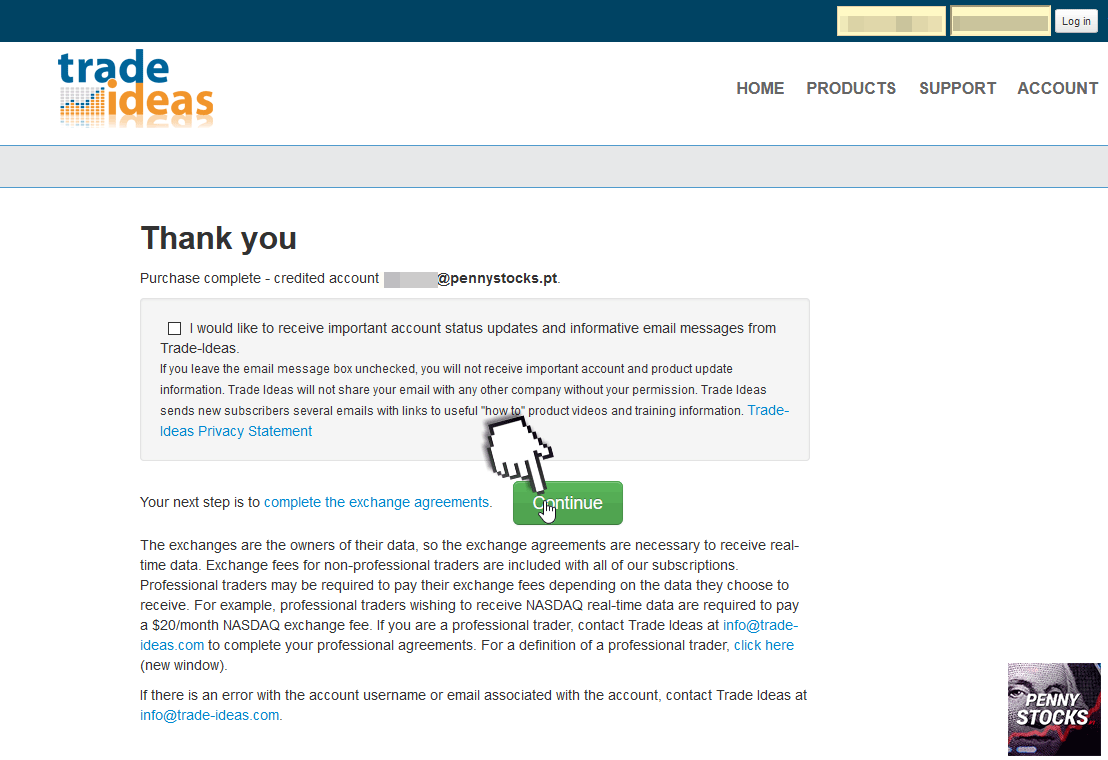 Passos para subscrever o Trade Ideas Pro