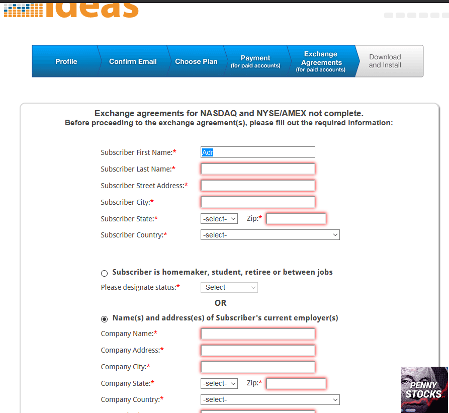 Passos para subscrever o Trade Ideas Pro