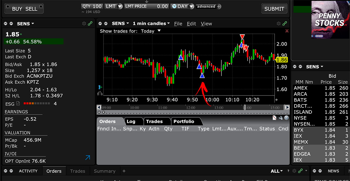 gráfico na plataforma Interactive Brokers