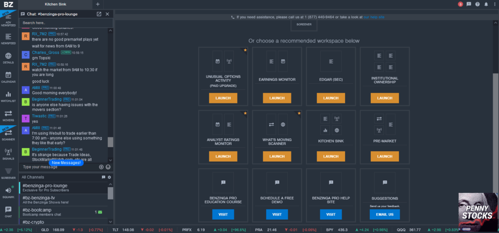 Tema principal Benzinga Pro