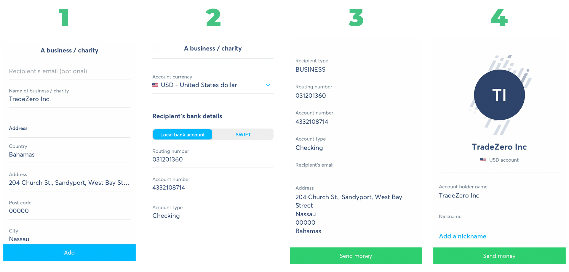 Como depositar dinheiro na TradeZero usando a Wise (Transferwise)