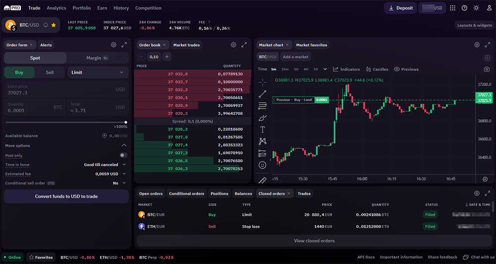 Plataforma de day trading de criptomoedas Kraken Pro