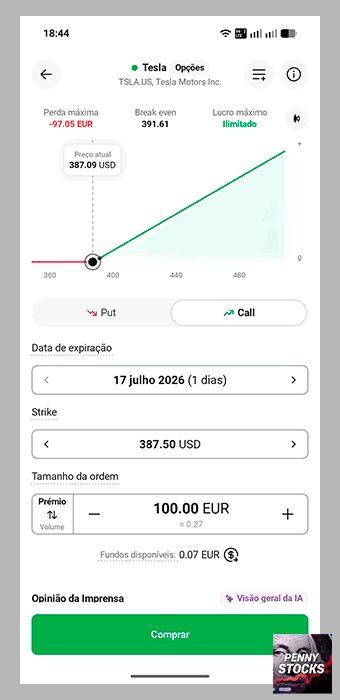 Plataforma mobile da corretora XTB
